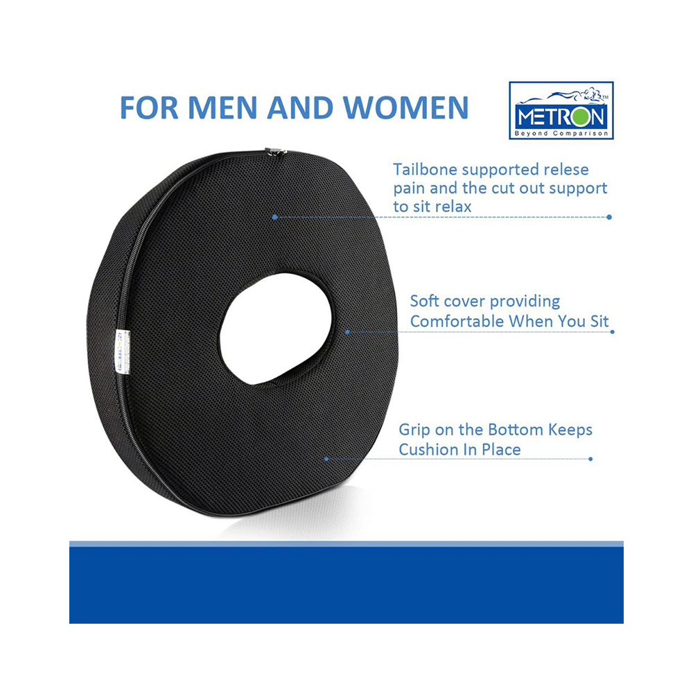Metron Memory Foam Soft Donut Seat Cushion Black - Image 5