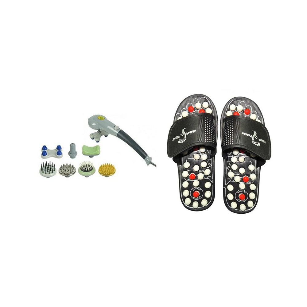 Dominion Care Combo Pack of Accu Paduka Accupressure Massage Slipper and 8in1 Magic Massager
