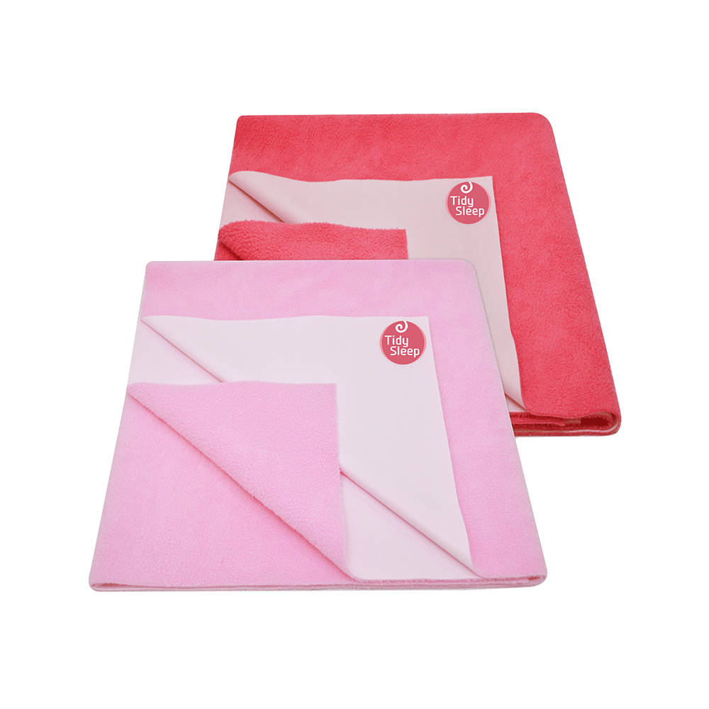 Tidy Sleep Water Proof & Washable Baby Care Dry Sheet & Bed Protector Medium Baby Pink and Hot Pink