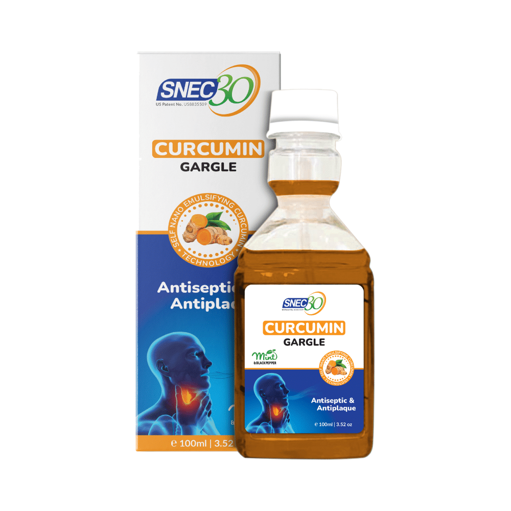 Snec 30 Ayurvedic Curcumin Gargle Solution for Sore Throat, Bad Breathe Black Pepper Mint - Image 1