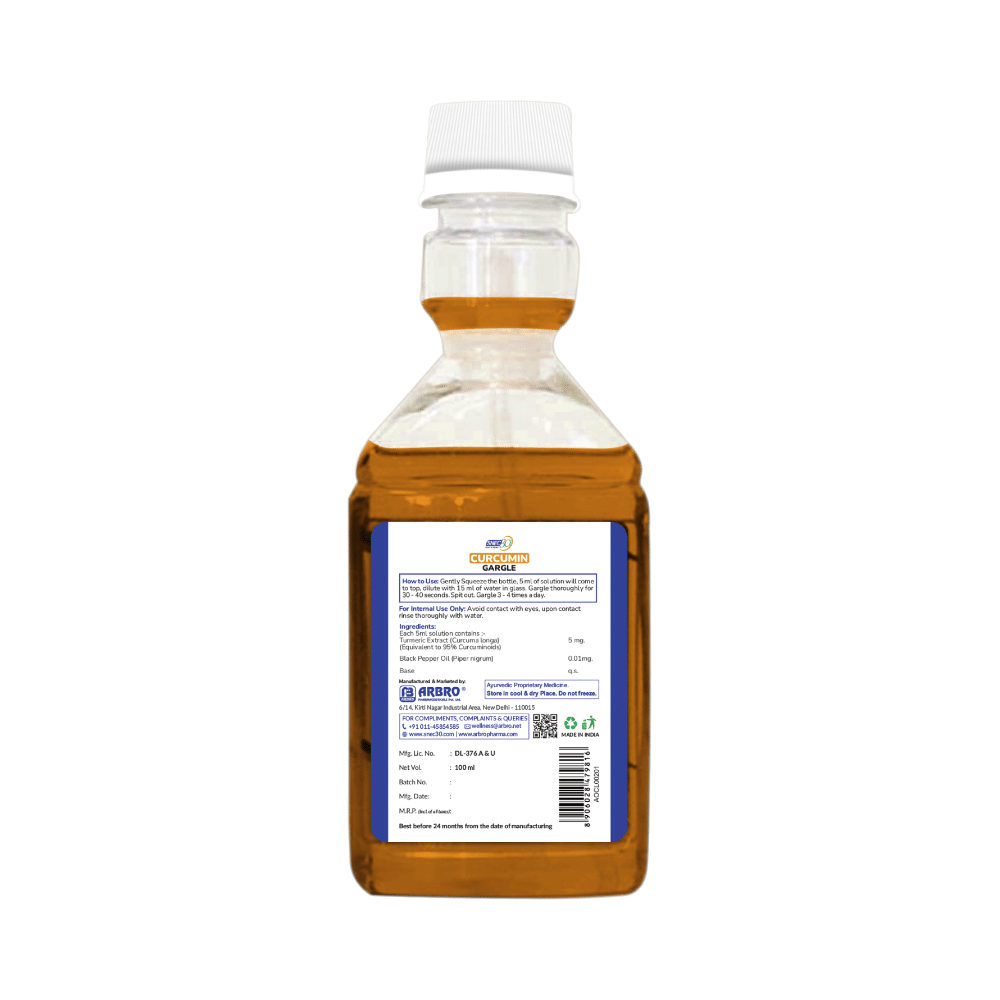 Snec 30 Ayurvedic Curcumin Gargle Solution for Sore Throat, Bad Breathe Black Pepper Mint - Image 2