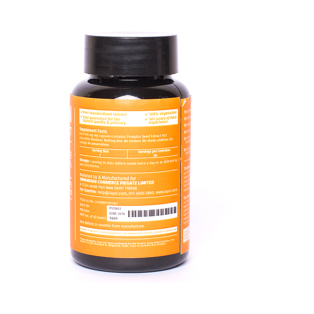 iAYUR Pumpkin Seeds Extract 500mg Veg Capsule - Image 2