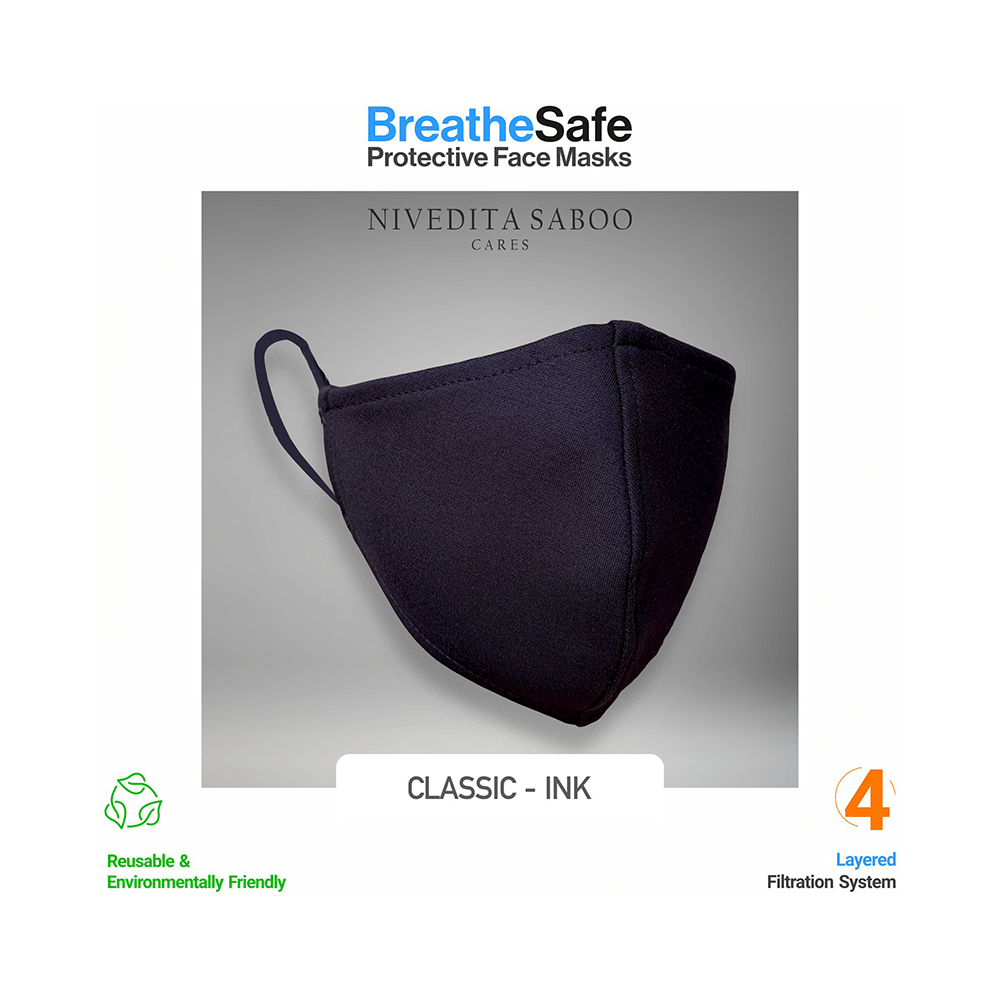 Nivedita Saboo Cares Medium Classic-Ink BreathSafe Protective Reusable Face Mask - Image 3