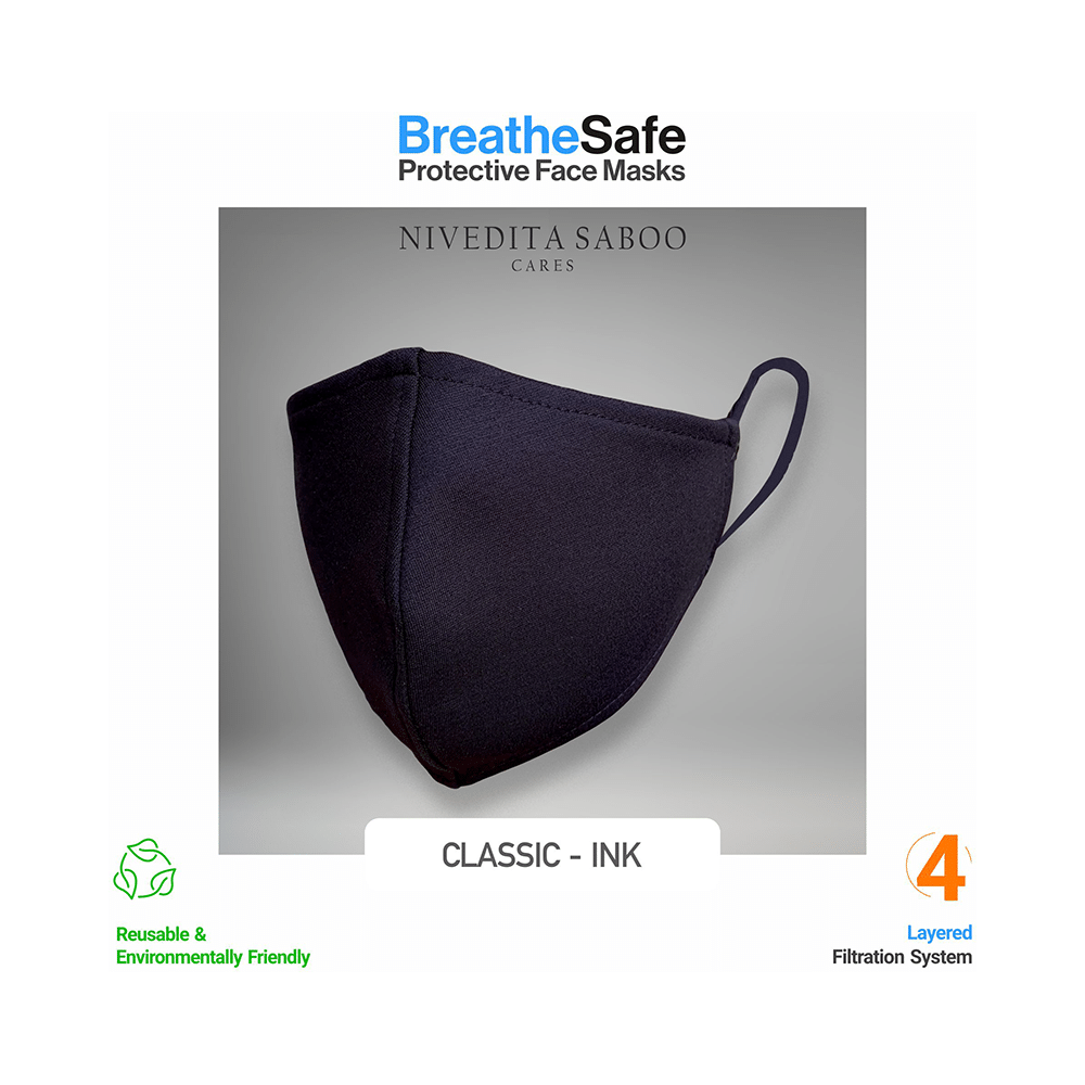 Nivedita Saboo Cares Medium Classic-Ink BreathSafe Protective Reusable Face Mask - Image 2