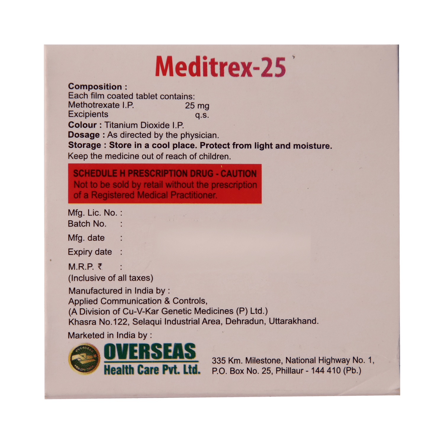 Meditrex 25mg Tablet - Image 3