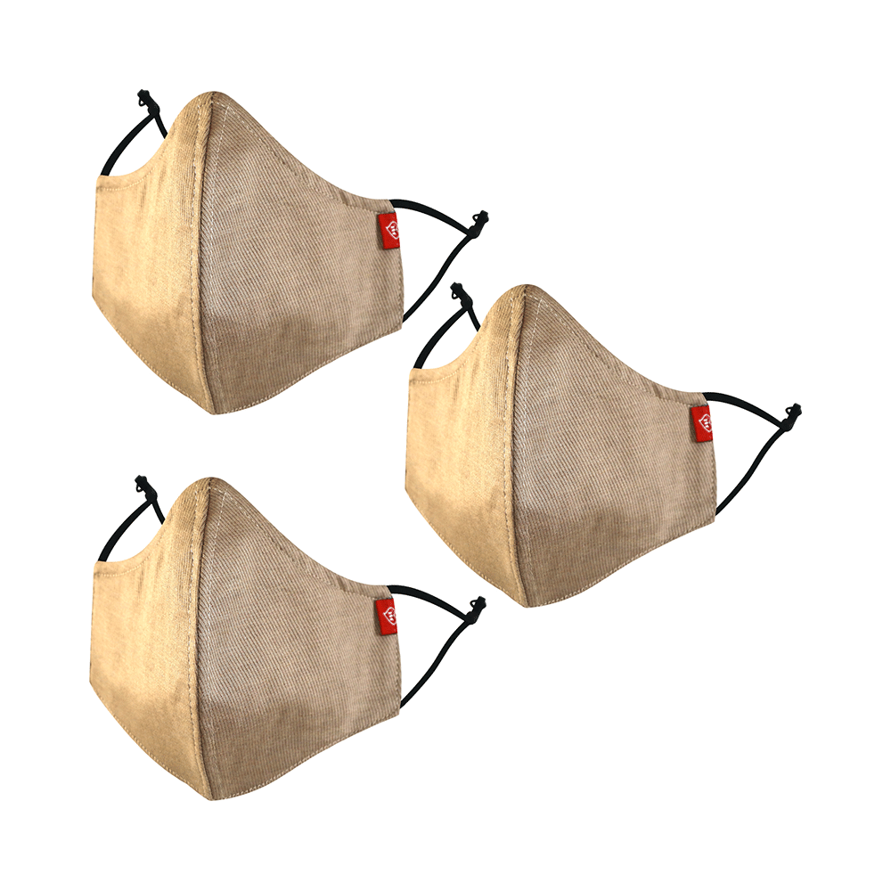 HH 4 Layers Reusable Soft Cotton Meltblown Face Mask Beige - Image 2