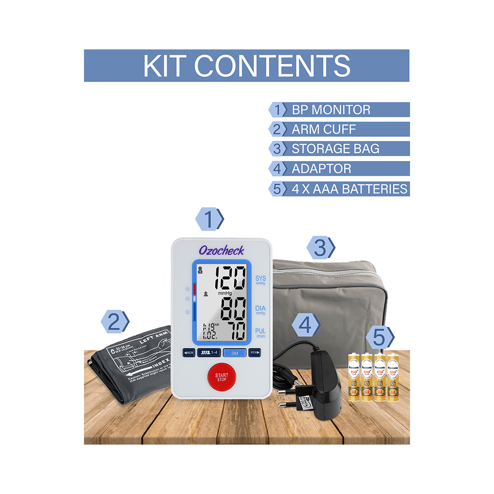 Ozocheck Fully Automatic Digital Blood Pressure and Pulse Rate Monitor with Battery and Adaptor - Image 2