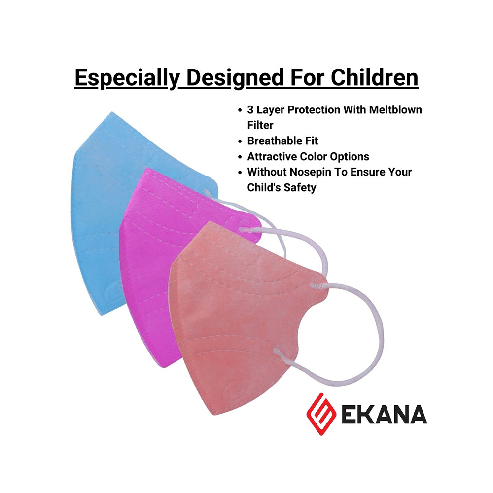 Ekana Kids N95 Mask Orange, Blue, Pink - Image 2