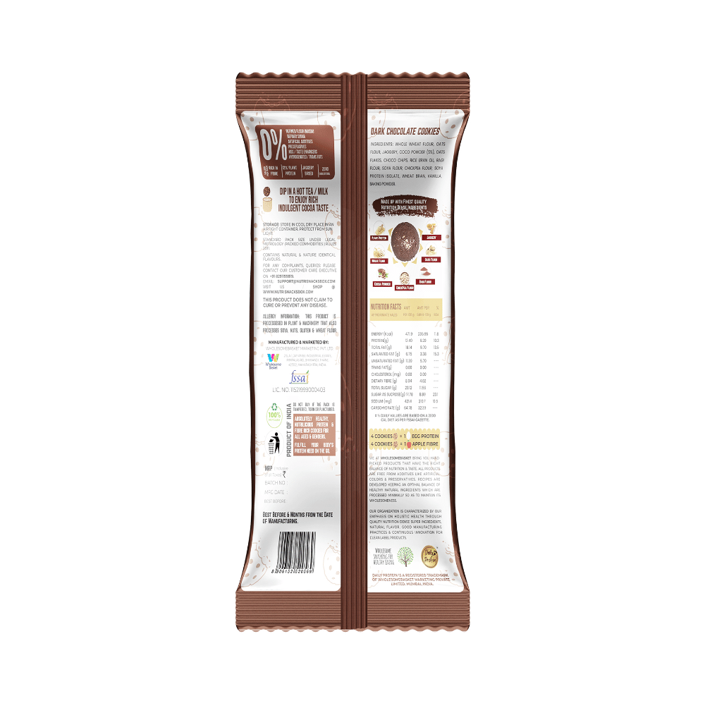 NutriSnacksBox Daily Protein Cookies (50gm Each) Dark Chocolate - Image 3