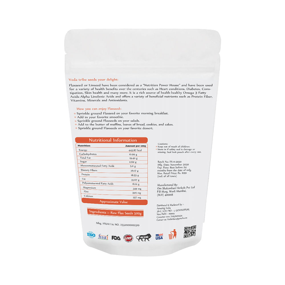 Veda Tribe Flax Seeds Raw Unroasted - Image 2