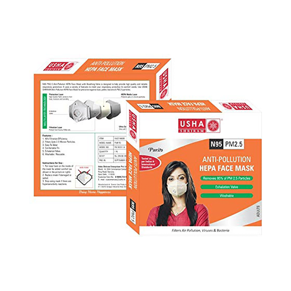 Usha Shriram Purito N95 PM2.5 HEPA Anti Pollution Face Mask - Image 2