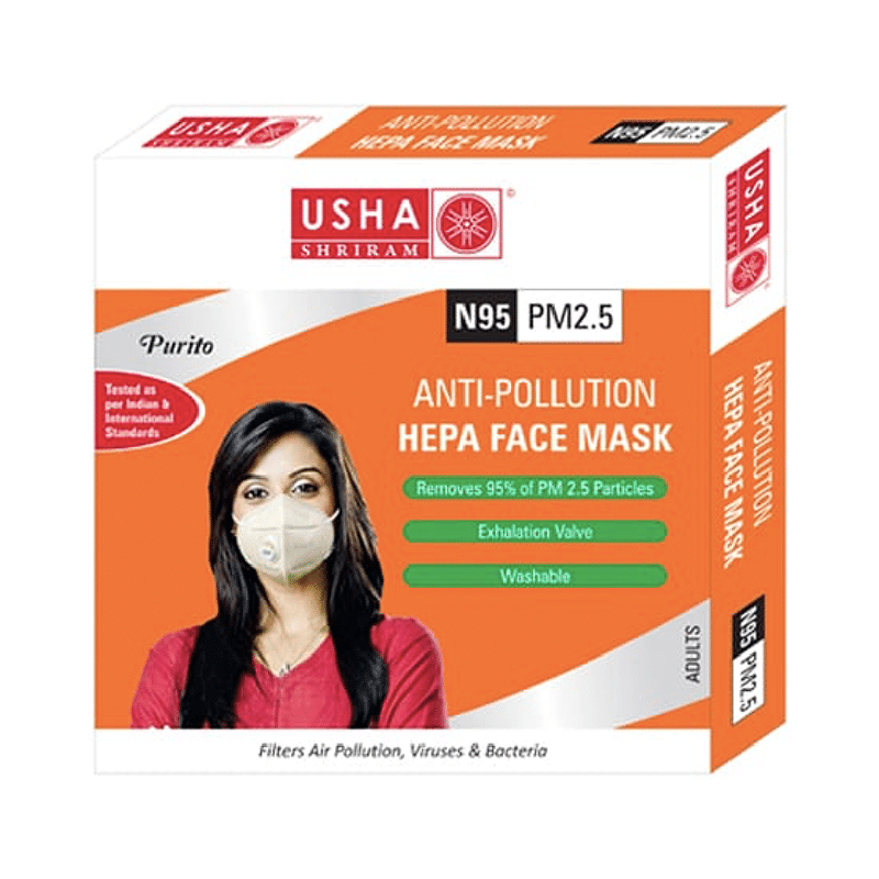 Usha Shriram Purito N95 PM2.5 HEPA Anti Pollution Face Mask - Image 1