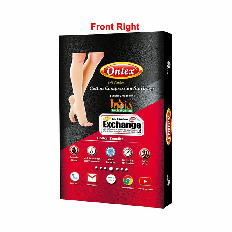 Ontex Cotton Compression Stockings Knee Length for Varicose Veins XL Beige - Image 2
