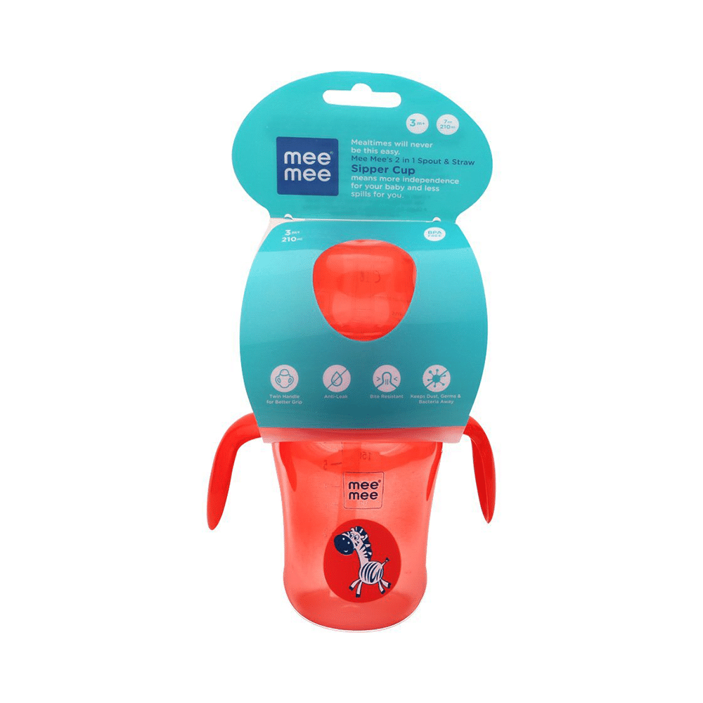 Mee Mee 2 in 1 Spout and Straw Sipper Cup Red