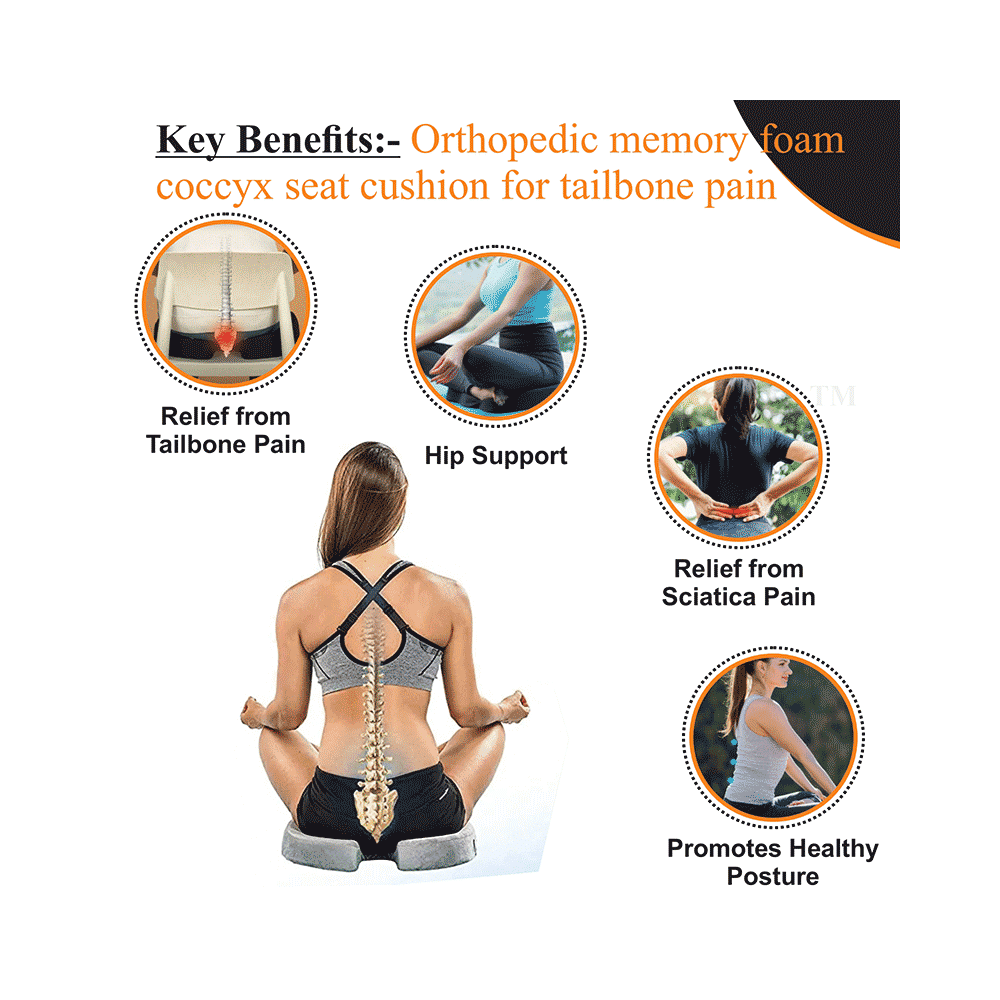 Superfine Comfort Orthopedic Memory Coccyx Seat Cushion for Sciatica, Back Pain Relief & Hip Support - Image 5