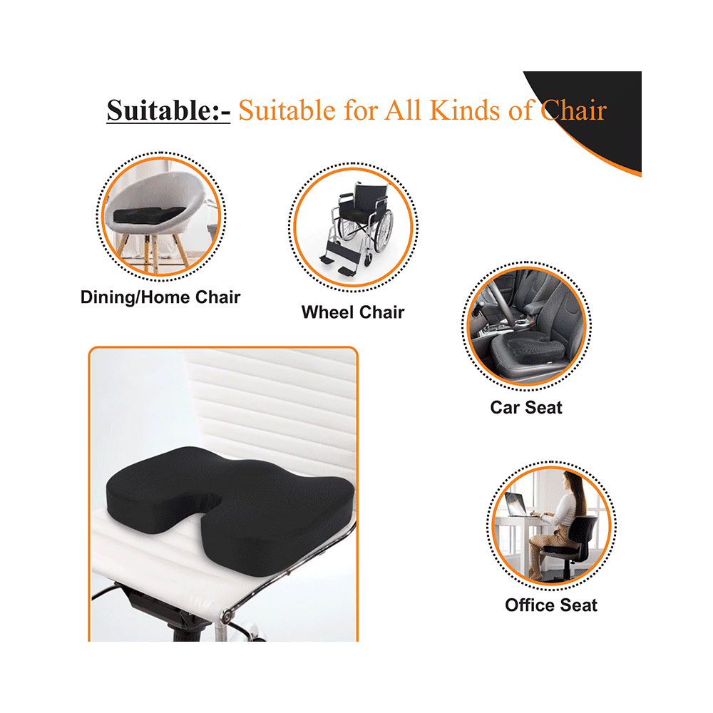 Superfine Comfort Orthopedic Memory Coccyx Seat Cushion for Sciatica, Back Pain Relief & Hip Support - Image 3