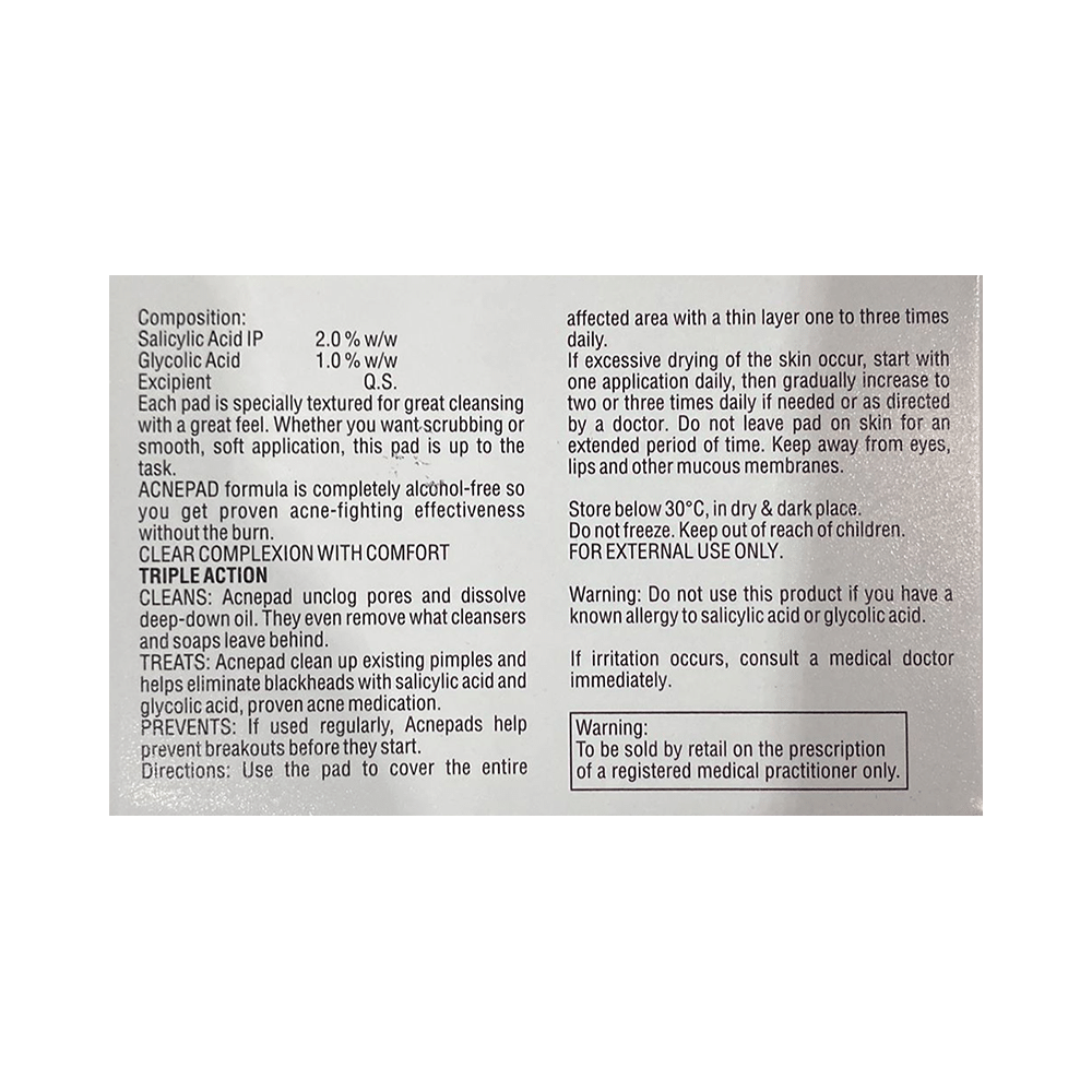 Acnepad Salicylic Acid & Glycolic Acid Wipes - Image 2