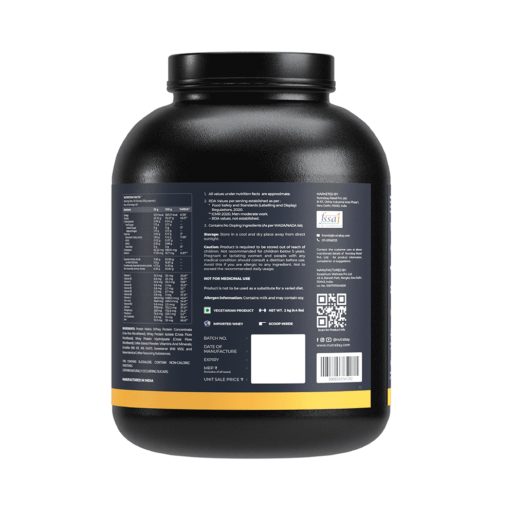 Nutrabay Gold Tri-Blend Whey Protein for Muscle Recovery & Immunity | No Added Sugar | Flavour Powder Cold Coffee - Image 3