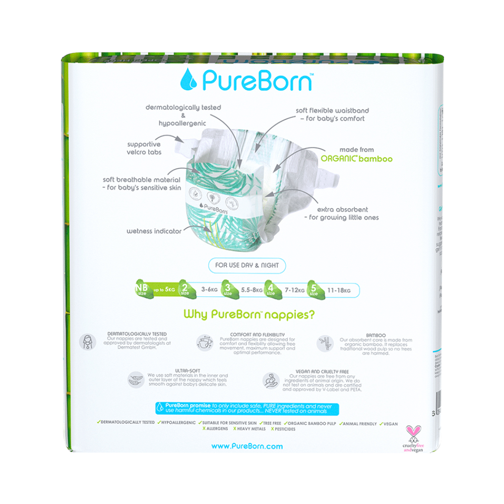 PureBorn Organic Bamboo Nappies | NB - Image 2
