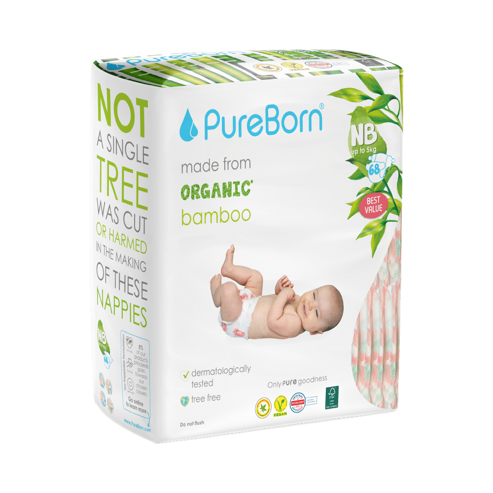 PureBorn Organic Bamboo Nappies | NB - Image 1