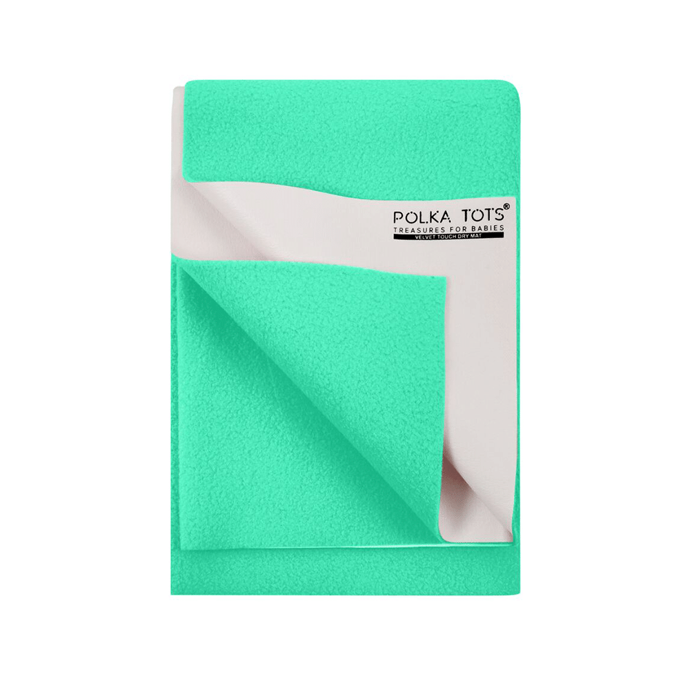 Polka Tots Waterproof & Reusable Dry Mat Bed Protector for New Born Baby Sheet Medium Mint - Image 2