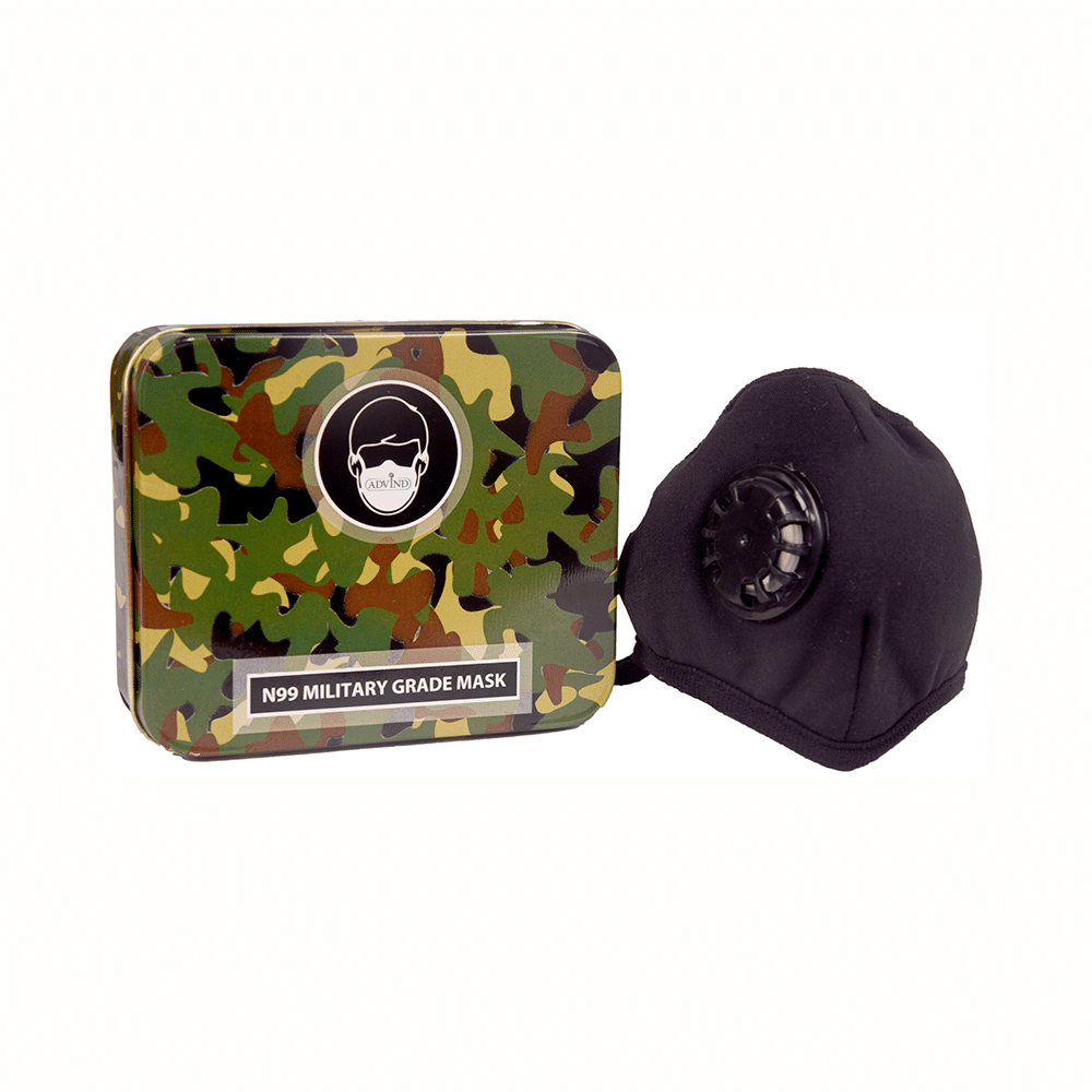 Advind Healthcare Black Military Grade N99 Face Mask for Kids with Single Breathing Valve