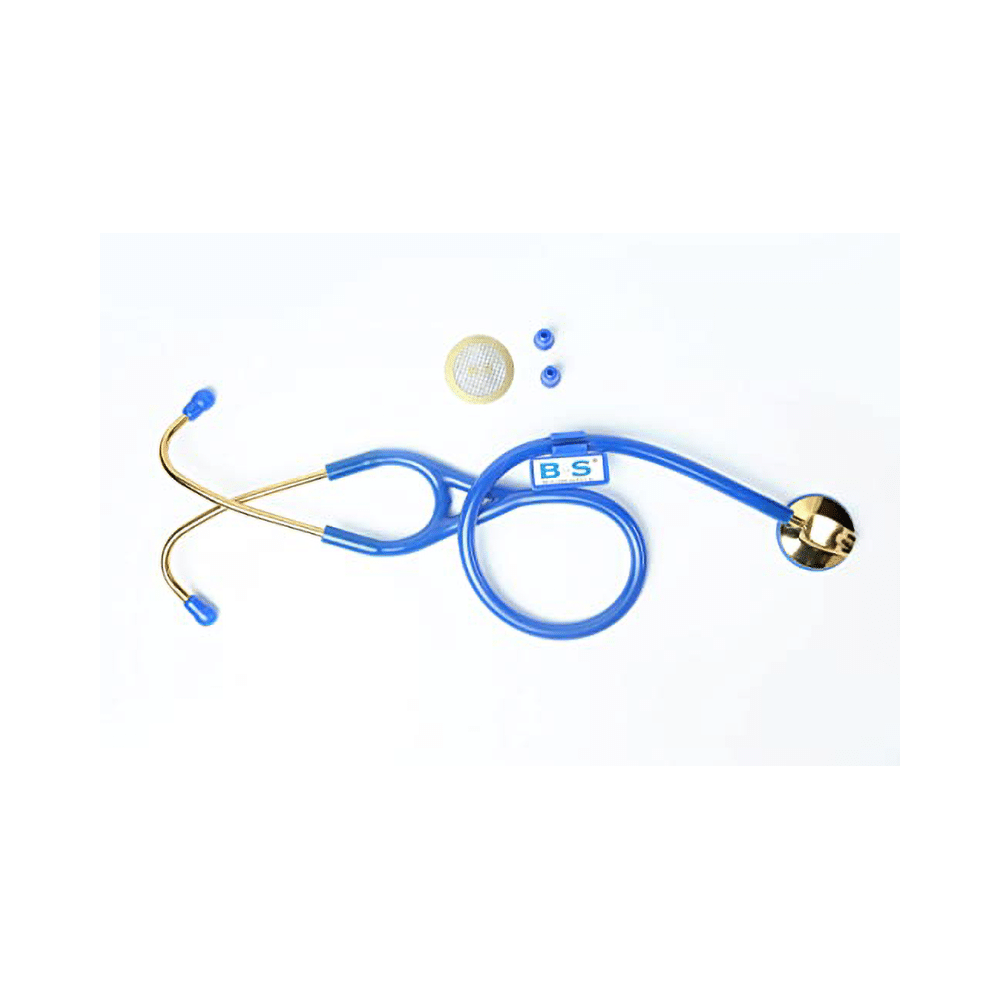 Bos Medicare Surgical Gold Plated Single Head SS (Bosm 41) High Acoustic Stethoscope Blue - Image 7