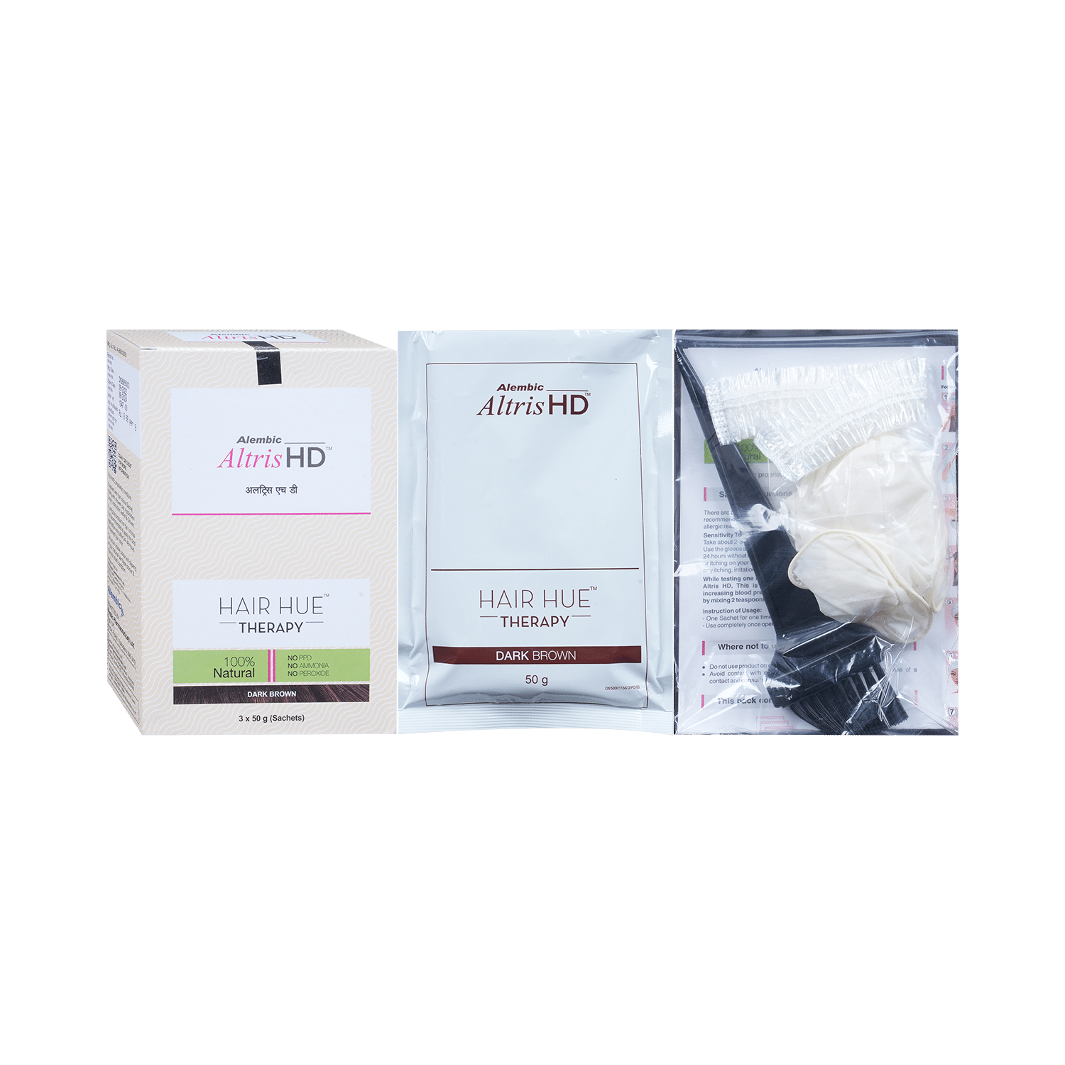 Altris HD Hair Hue Therapy | No PPD, No Ammonia & No Peroxide | Colour Dark Brown - Image 1