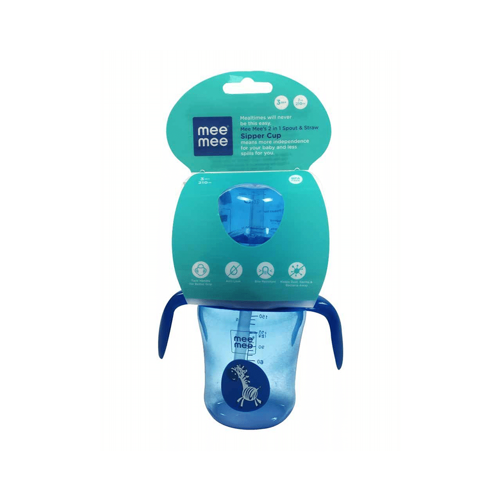 Mee Mee 2 in 1 Spout and Straw Sipper Cup Blue - Image 1