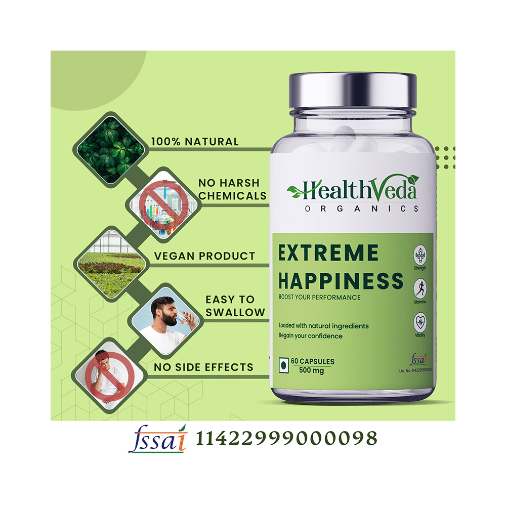 Health Veda Organics Extreme Happiness Veg Capsules - Image 7
