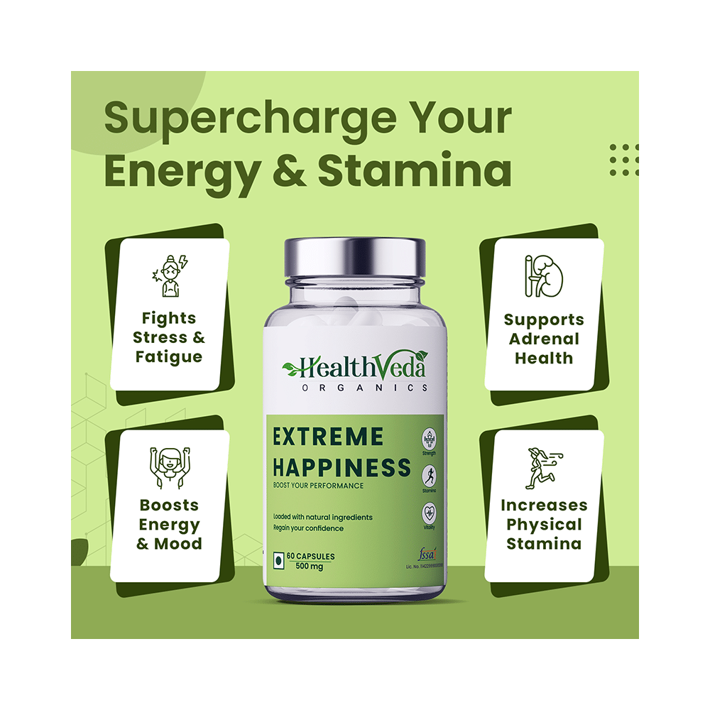 Health Veda Organics Extreme Happiness Veg Capsules - Image 4