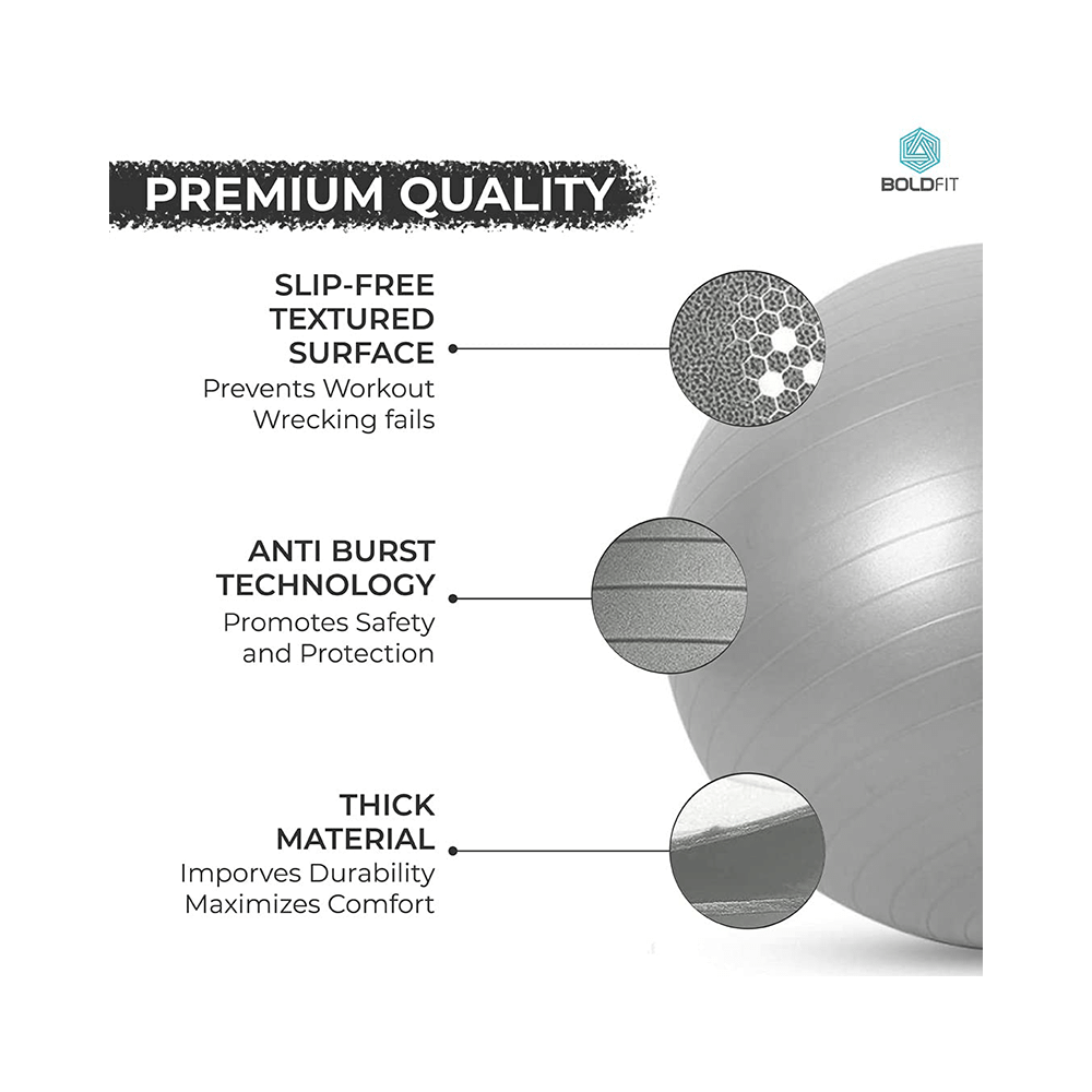 Boldfit Gym Ball 65cm Grey - Image 3