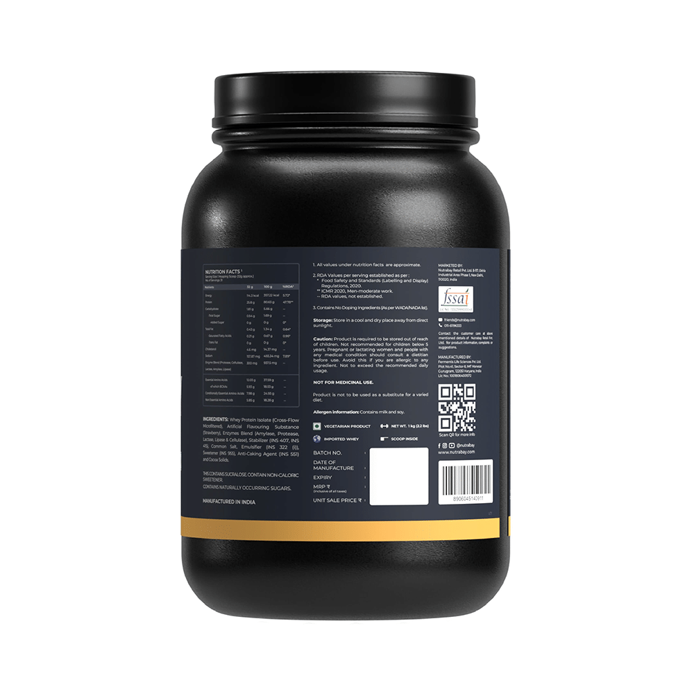 Nutrabay Gold Isolate Whey Protein for Muscles, Recovery, Digestion & Immunity | No Added Sugar | Flavour Strawberry Milkshake - Image 3