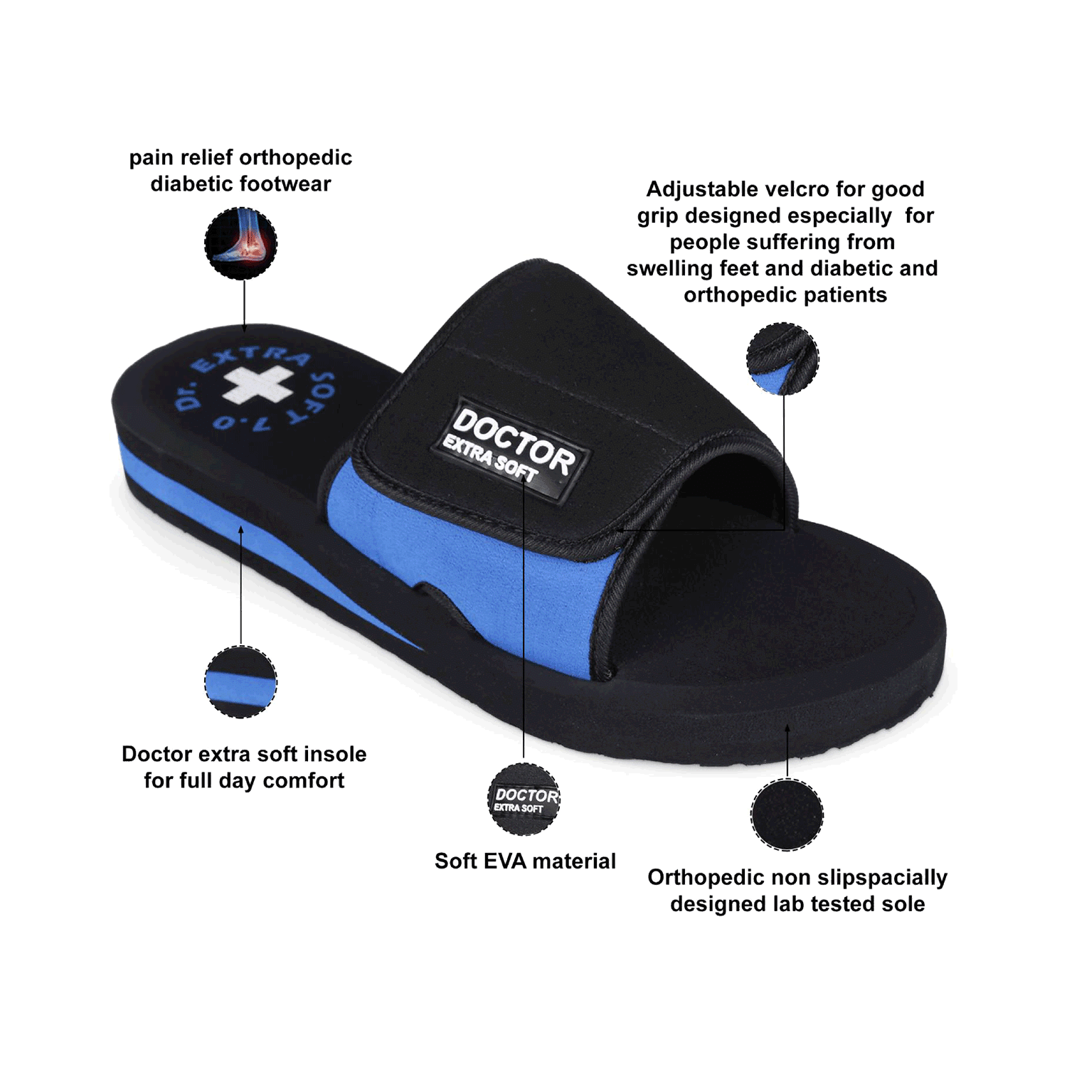 Doctor Extra Soft D-52 Flipflops and House Slippers for Women’s Blue 9 - Image 4