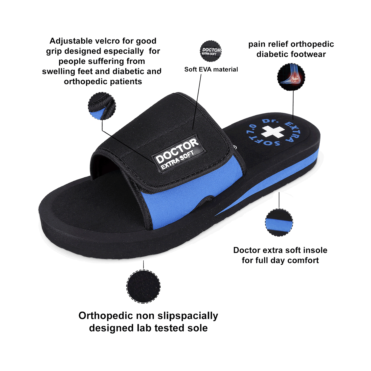 Doctor Extra Soft D-52 Flipflops and House Slippers for Women’s Blue 9 - Image 6