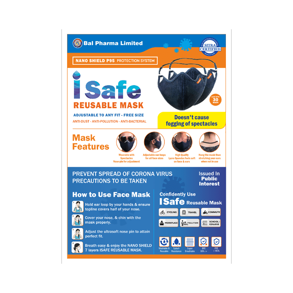 i Safe Nano Shield P95 Reusable Mask (Pack of 2) with 100ml Hand Sanitizer Free - Image 4
