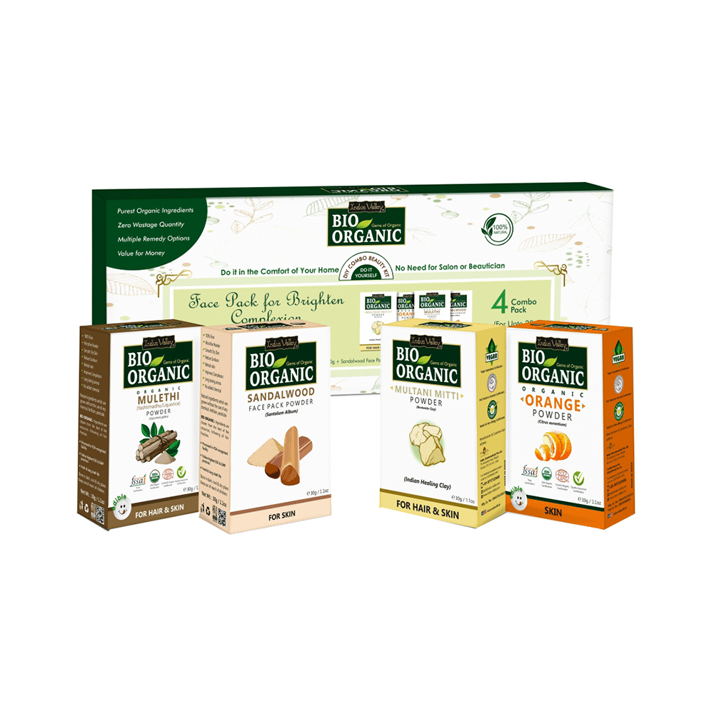 Indus Valley Bio Organic Face Pack for Brighten Complexion DIY Combo Beauty Kit - Image 1