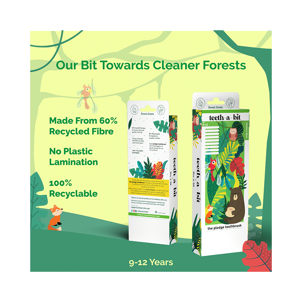 Teeth-A-Bit The Pledge Neem Toothbrush (9-12 Yrs) Slim Forest Green - Image 6