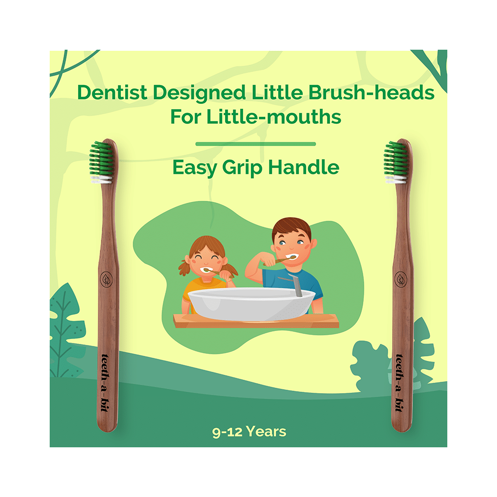 Teeth-A-Bit The Pledge Neem Toothbrush (9-12 Yrs) Slim Forest Green - Image 2