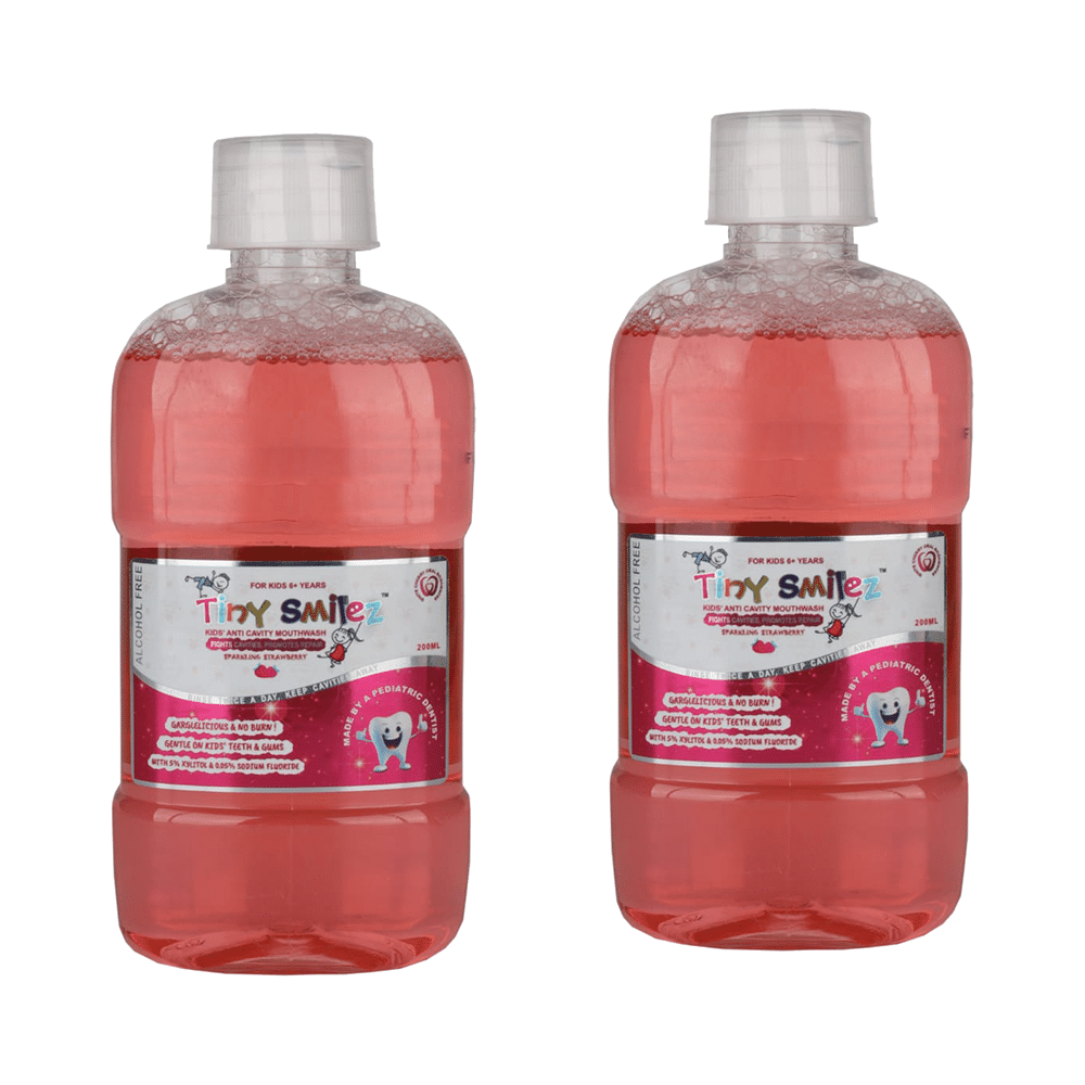 Tiny Smilez Kids Anti Cavity Mouthwash (200ml Each) Sparkling Strawberry