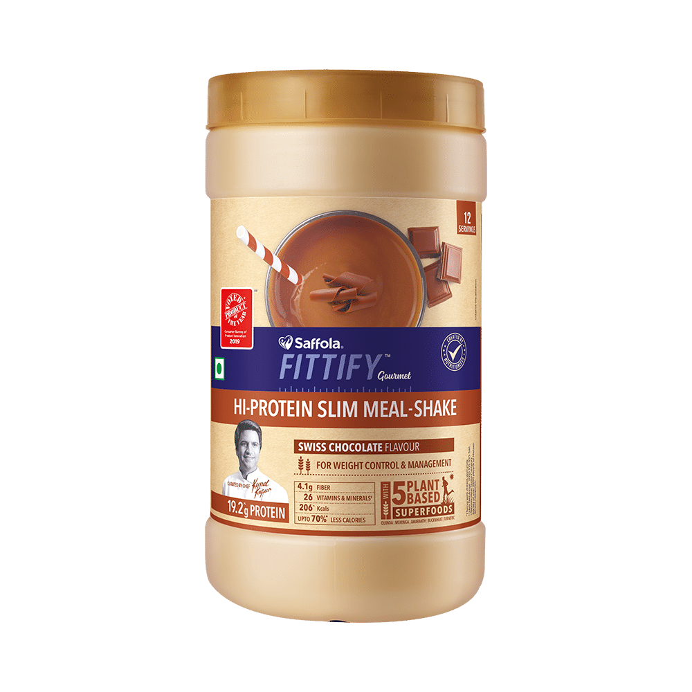 Saffola Fittify Gourmet Hi-Protein Slim Meal-Shake Powder (420gm Each) Swiss Chocolate - Image 1