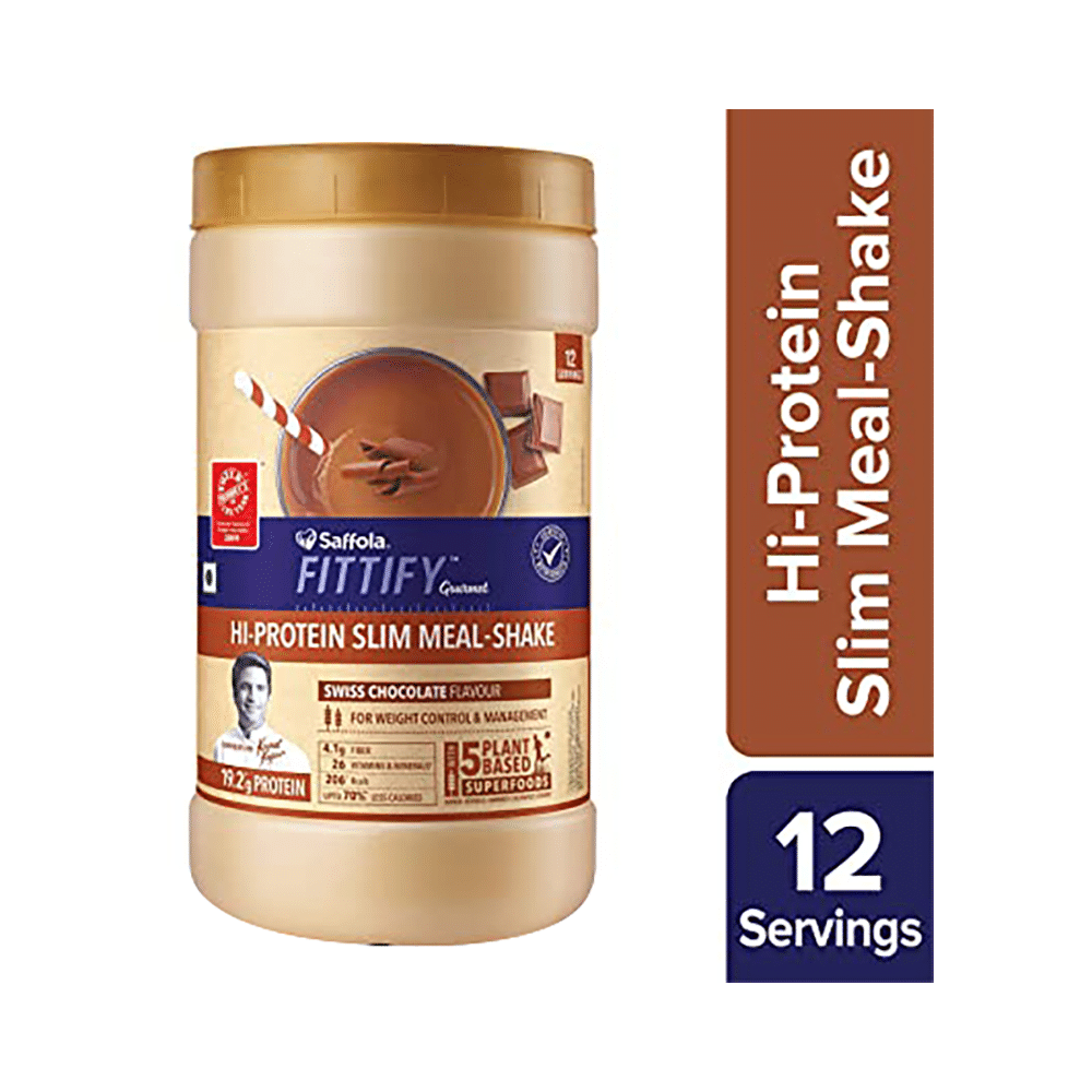 Saffola Fittify Gourmet Hi-Protein Slim Meal-Shake Powder (420gm Each) Swiss Chocolate - Image 2