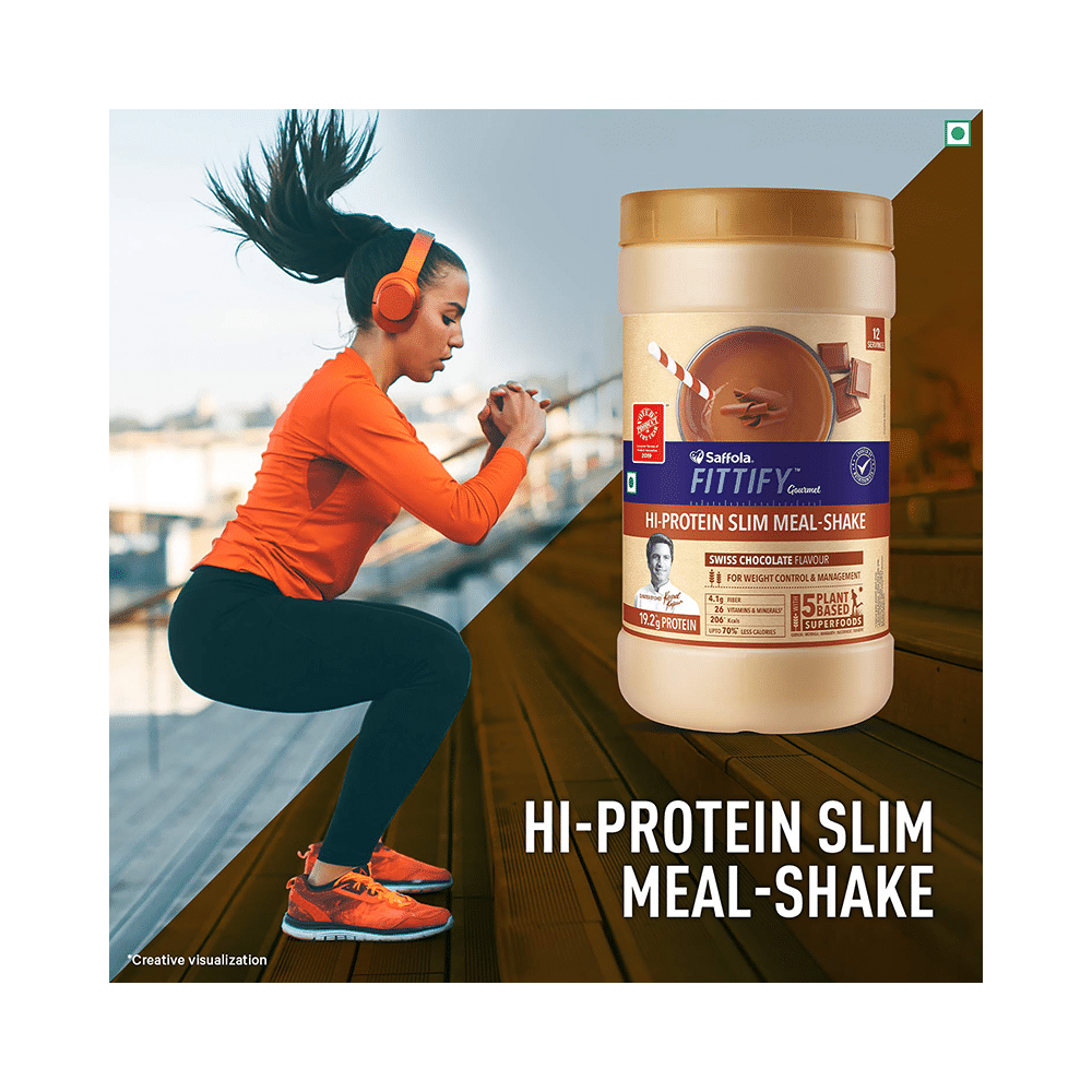 Saffola Fittify Gourmet Hi-Protein Slim Meal-Shake Powder (420gm Each) Swiss Chocolate - Image 3