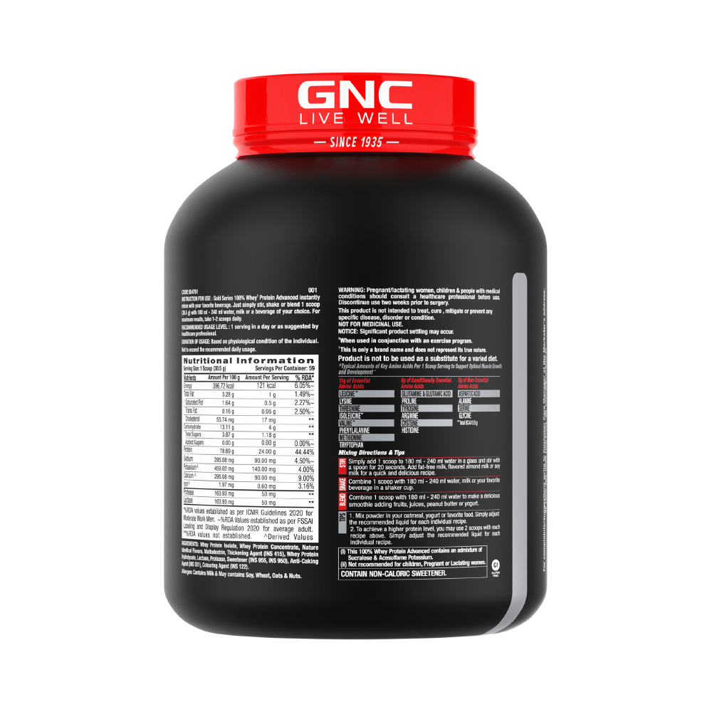 GNC Amp Gold 100% Whey Protein Advanced Powder with Digestive Enzymes | For Lean Muscles | Flavour Powder Delicious Strawberry - Image 2
