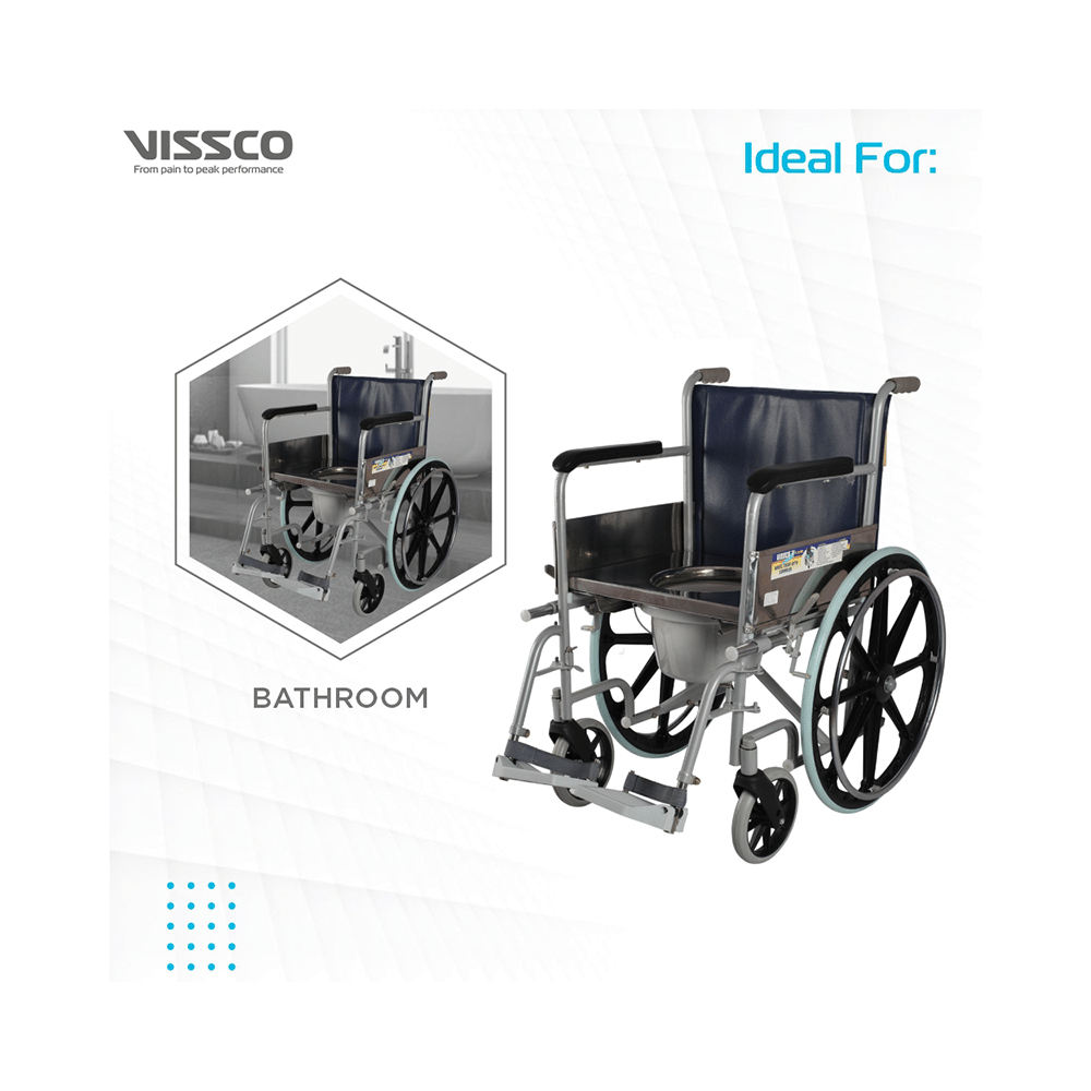 Vissco 0969 Comfort Wheelchair with Commode Universal Grey - Image 6