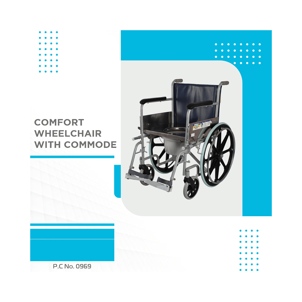 Vissco 0969 Comfort Wheelchair with Commode Universal Grey - Image 2