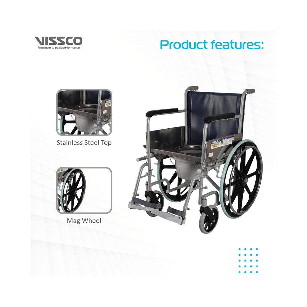 Vissco 0969 Comfort Wheelchair with Commode Universal Grey - Image 3