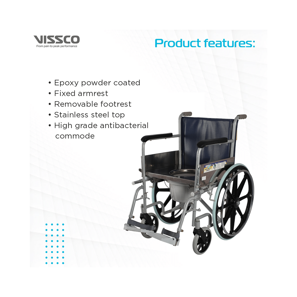 Vissco 0969 Comfort Wheelchair with Commode Universal Grey - Image 4