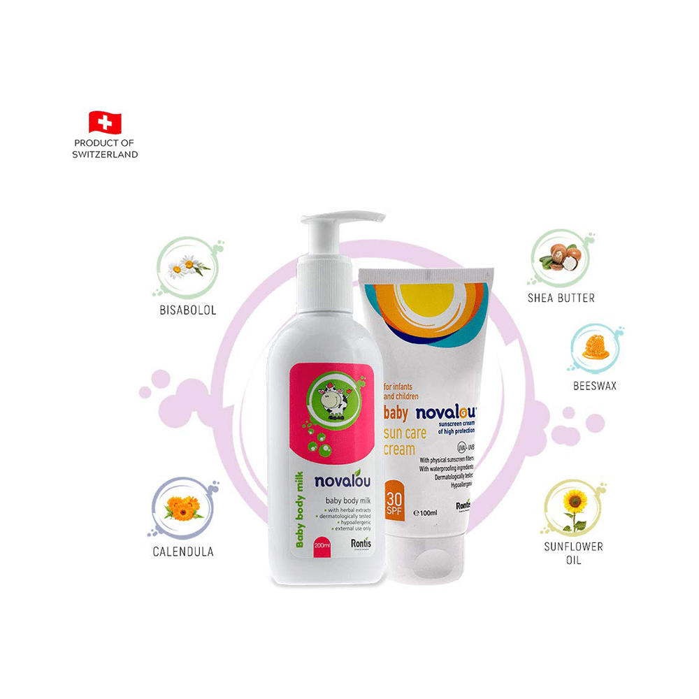 Novalou Combo Pack of Baby Body Milk 200ml and Baby Sun Care Cream 100ml - Image 2