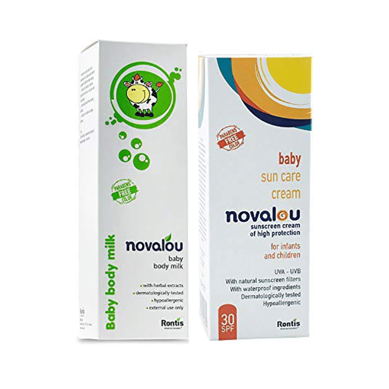 Novalou Combo Pack of Baby Body Milk 200ml and Baby Sun Care Cream 100ml - Image 1